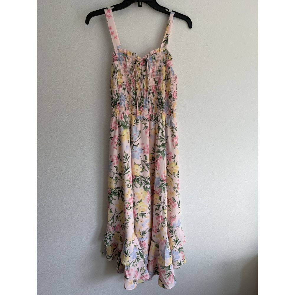 Grace Karin Floral Maxi Dress Pink adjustable straps Medium